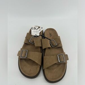 New Zara men’s leather sandals size 10